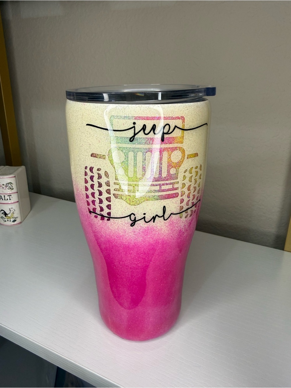 Yeti Ombre Pink & Cream Jeep Girl Stainless Travel Tumbler